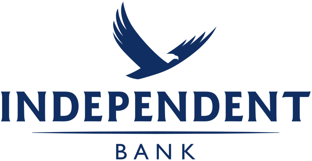 Logo of Independent Bank featuring a stylized blue eagle in flight above the word INDEPENDENT in bold capital letters, with the word BANK below, separated by a horizontal line.